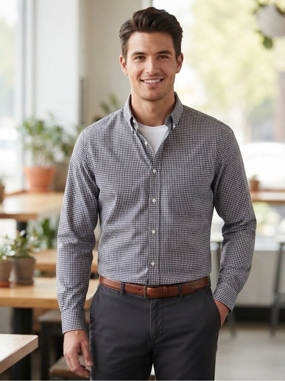 Chaps Gingham Button-Down Shirt - Men